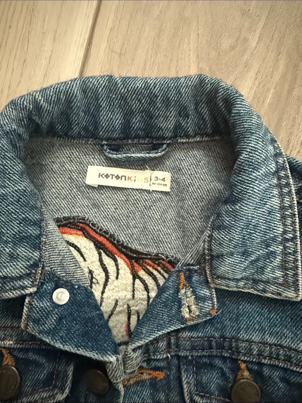 Kids Denim Jacket with Embroidered Patches - Blue